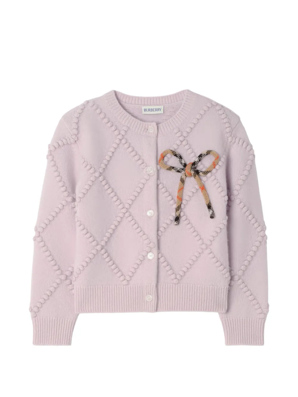 Burberry Kids bow-detail wool cardigan - Pink