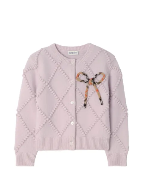 Burberry Kids 蝴蝶结细节羊毛开衫