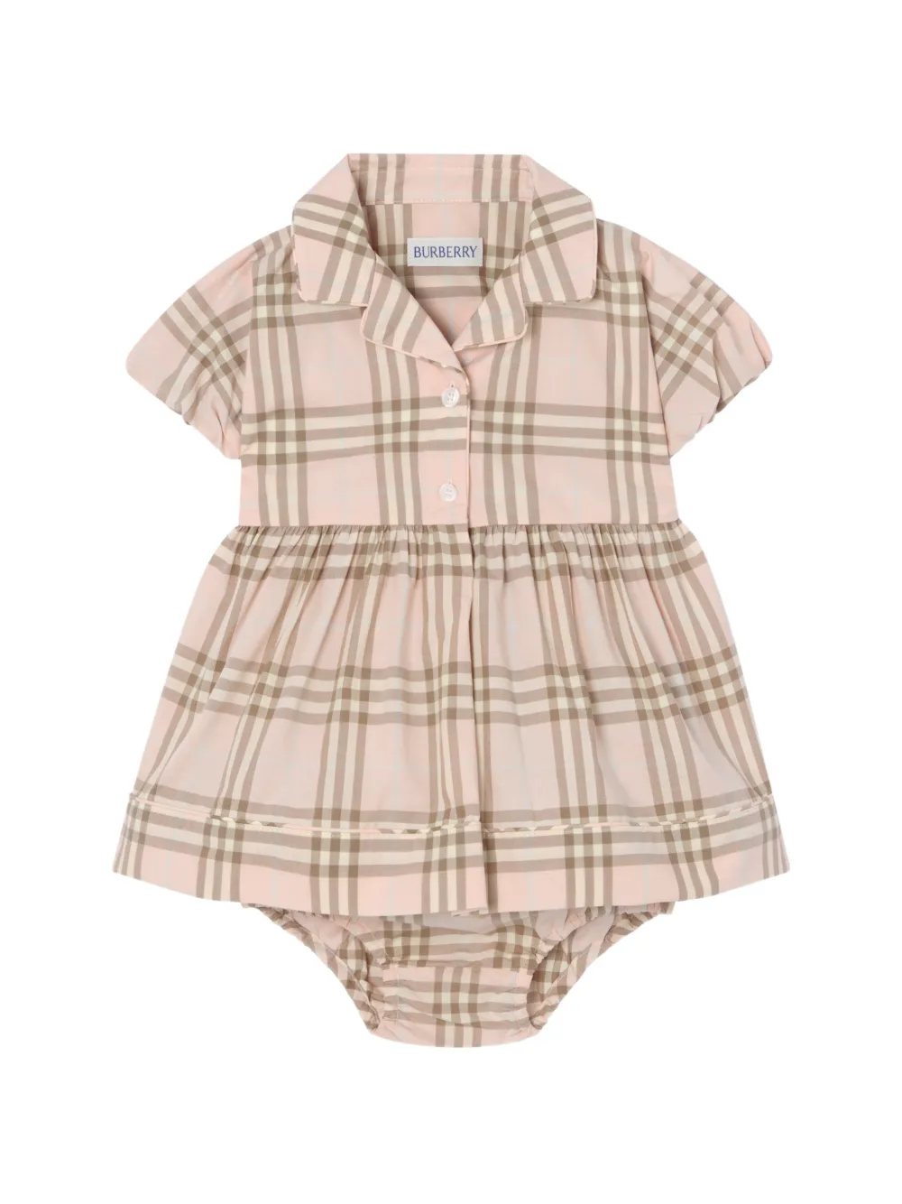 Burberry Kids robe en coton mi-longue à carreaux - Rose Burberry Kids robe en coton mi-longue à carreaux - Rose