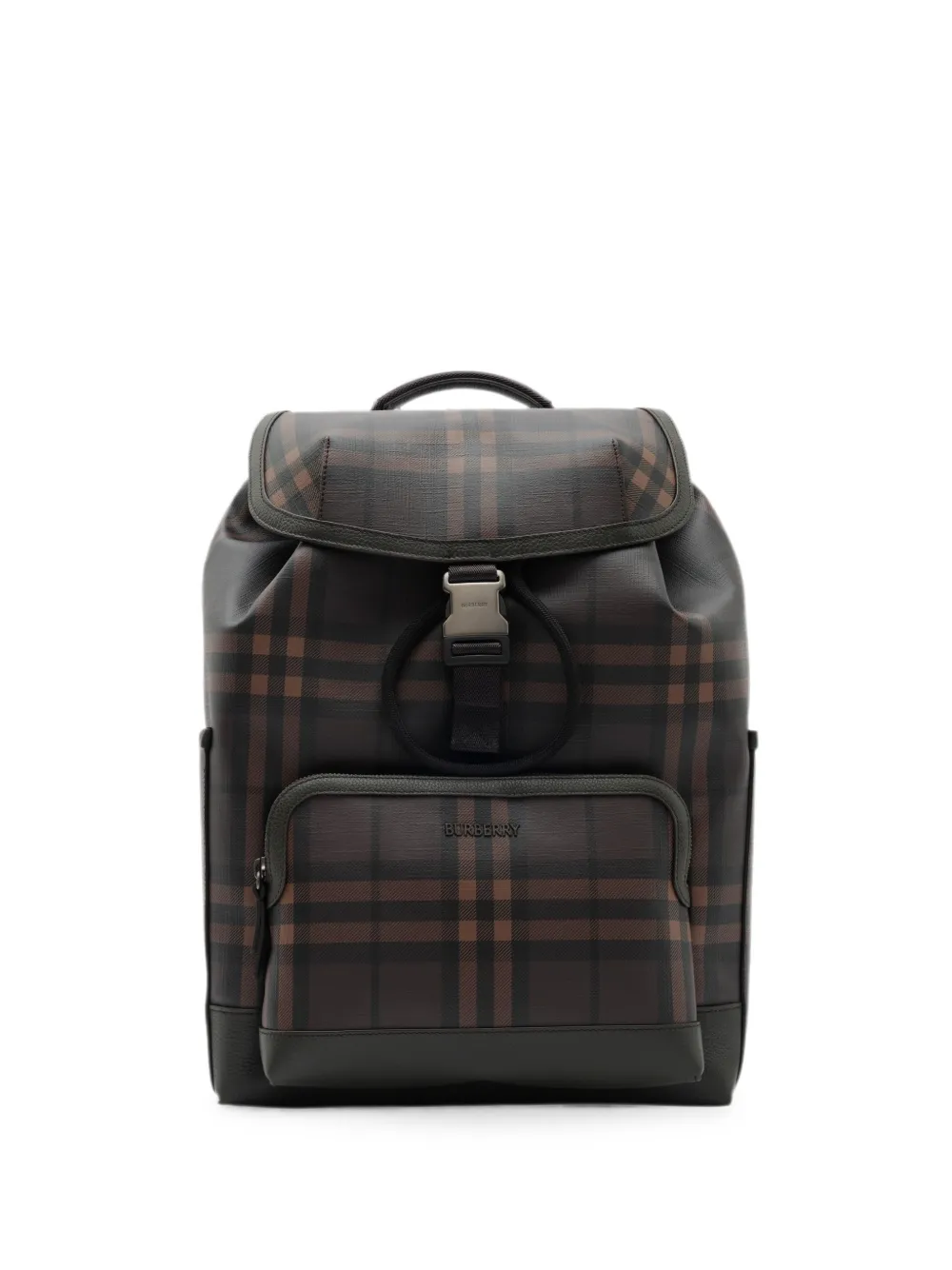 Burberry City Check clip backpack - Marrone