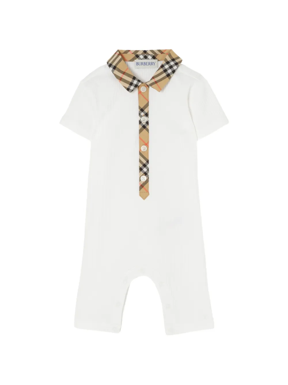 Burberry Kids check-pattern trim romper - Weiß