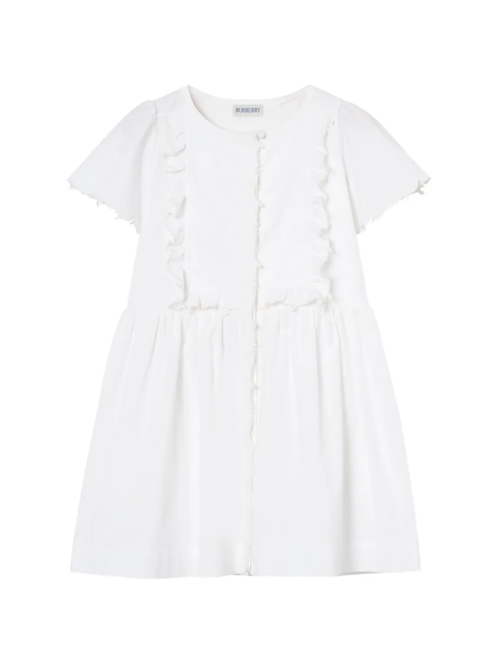 Burberry Kids ruffle-detail short-sleeve dress - White