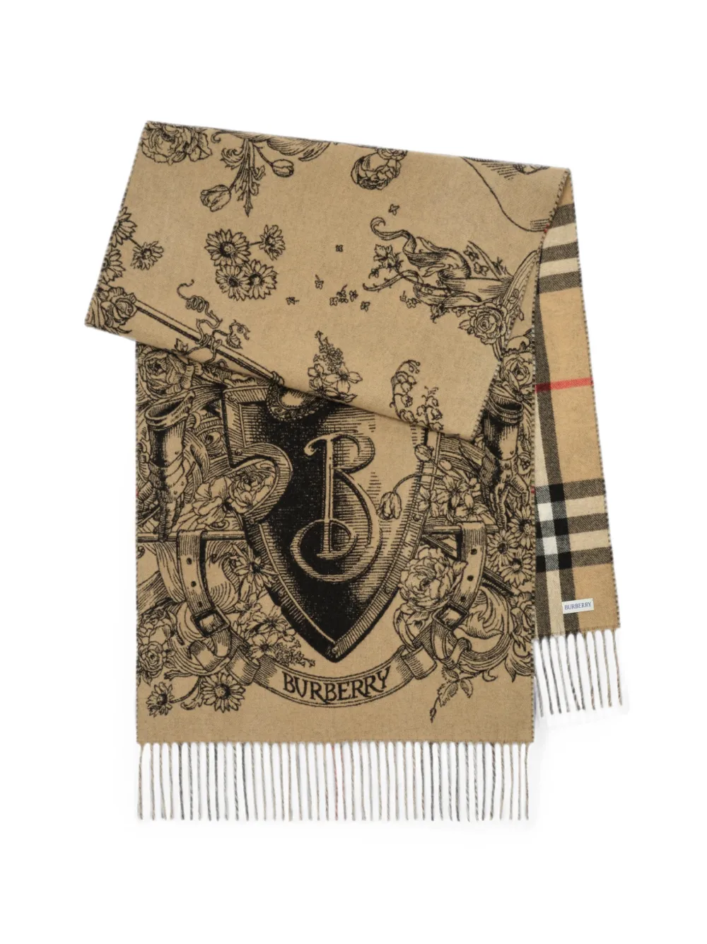 Burberry reversible etched Knight cashmere scarf - Toni neutri