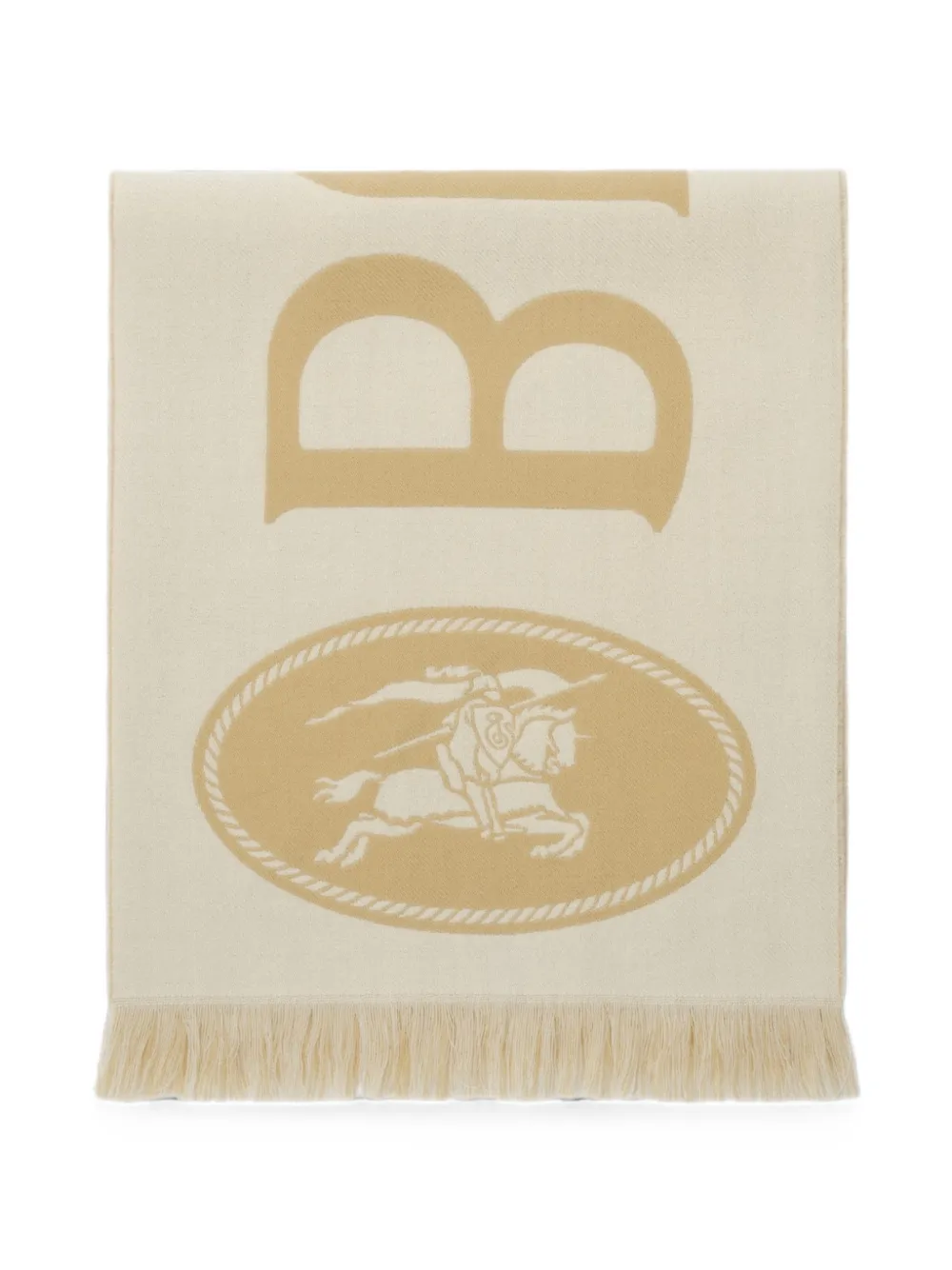 Burberry Sciarpa con frange e logo a intarsio - Toni neutri