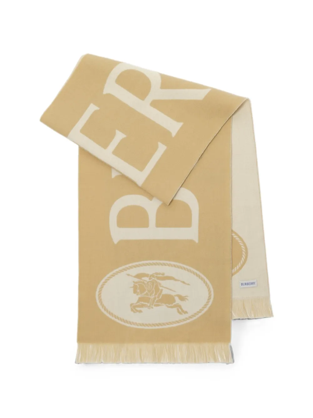 Burberry Wollen sjaal met logo Beige