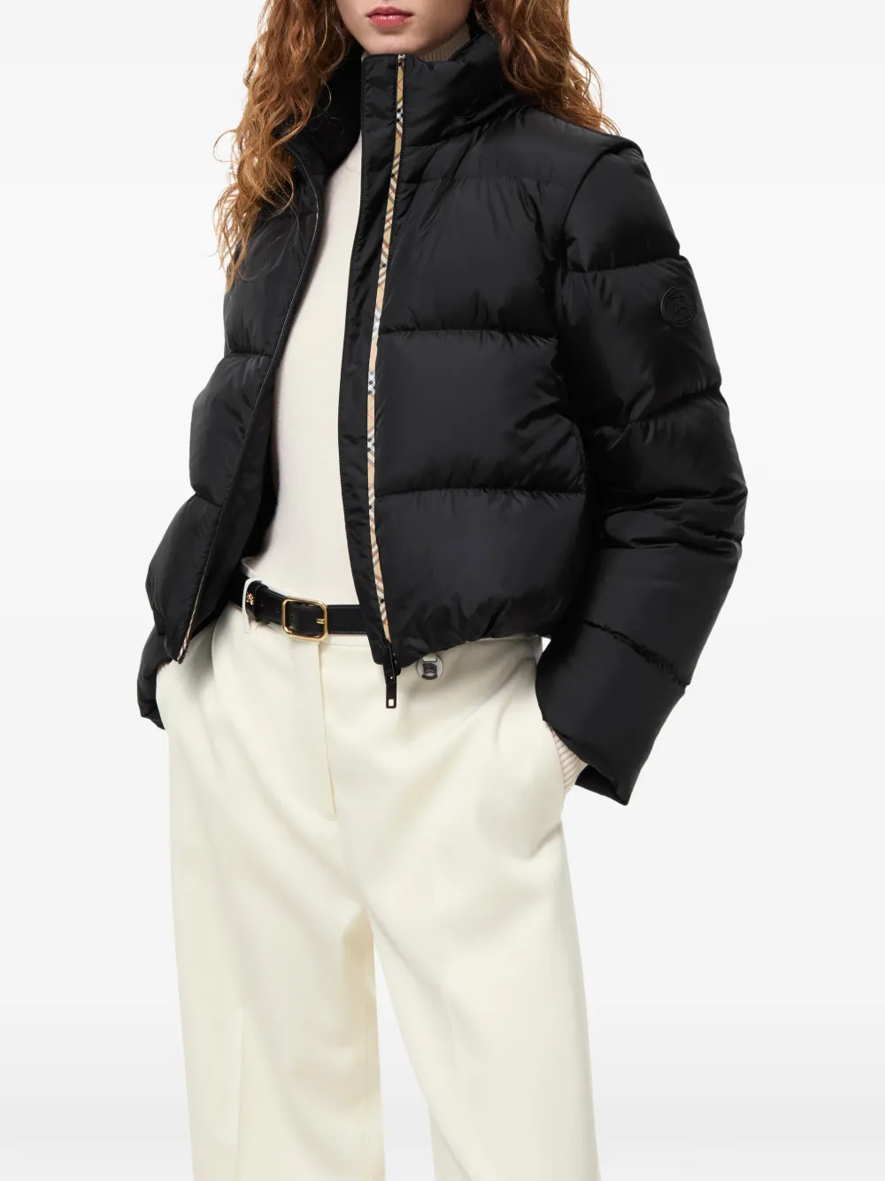 Burberry Donsjack met geruit detail Zwart