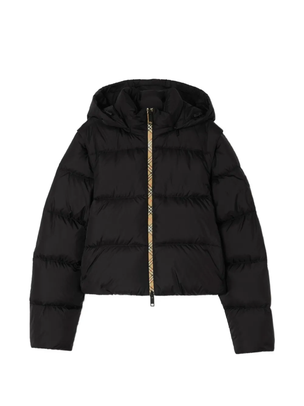 Burberry Donsjack met geruit detail Zwart
