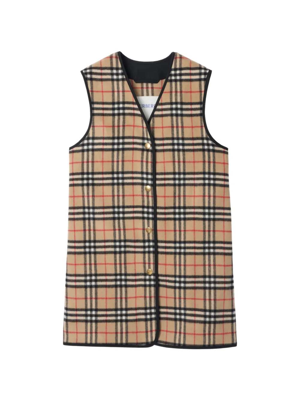 Burberry 格纹羊毛羊绒混纺保暖背心 - Toni neutri