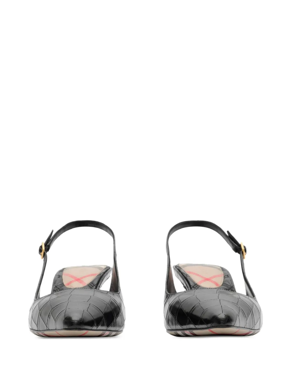 Burberry Dame leren slingback pumps met krokodillen-reliëf Zwart