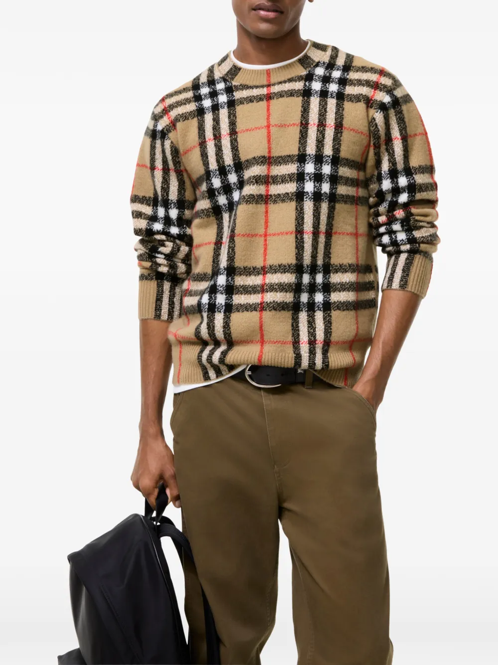 Burberry Geruite kasjmier trui Beige