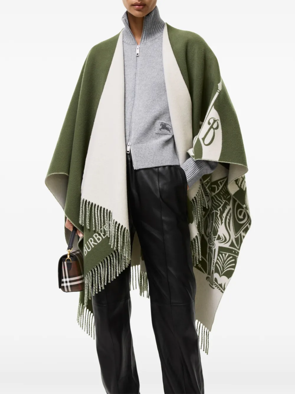 Burberry Knight wollen kasjmier cape Groen