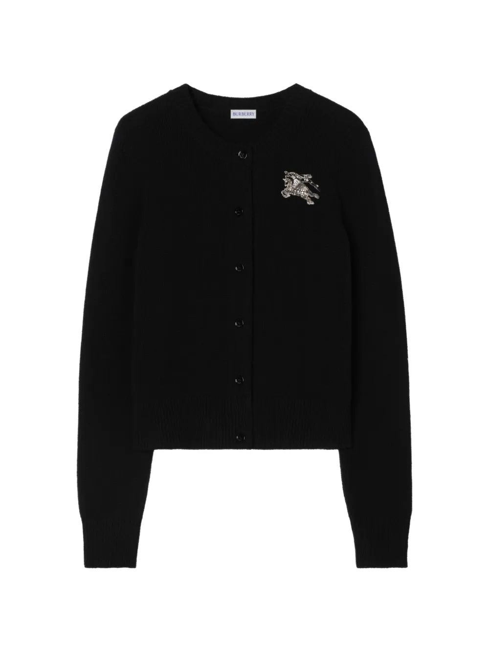 Burberry Knight Wool Cashmere Cardigan In Black