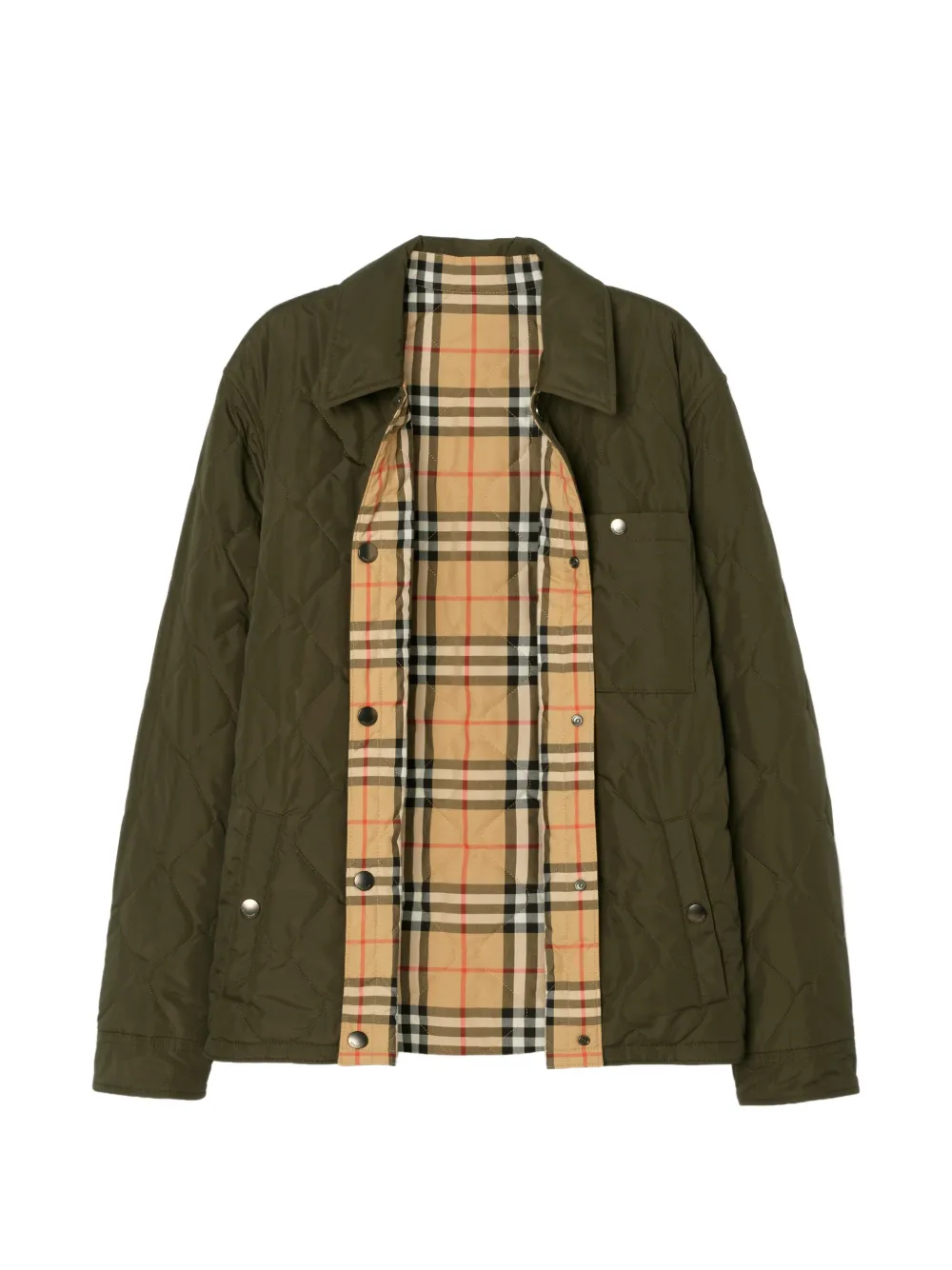 Burberry Brighton omkeerbaar gewatteerd nylon shirtjack Groen