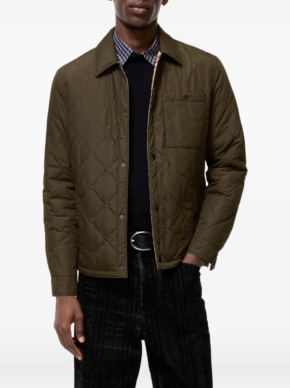 Burberry Brighton omkeerbaar gewatteerd nylon shirtjack Groen