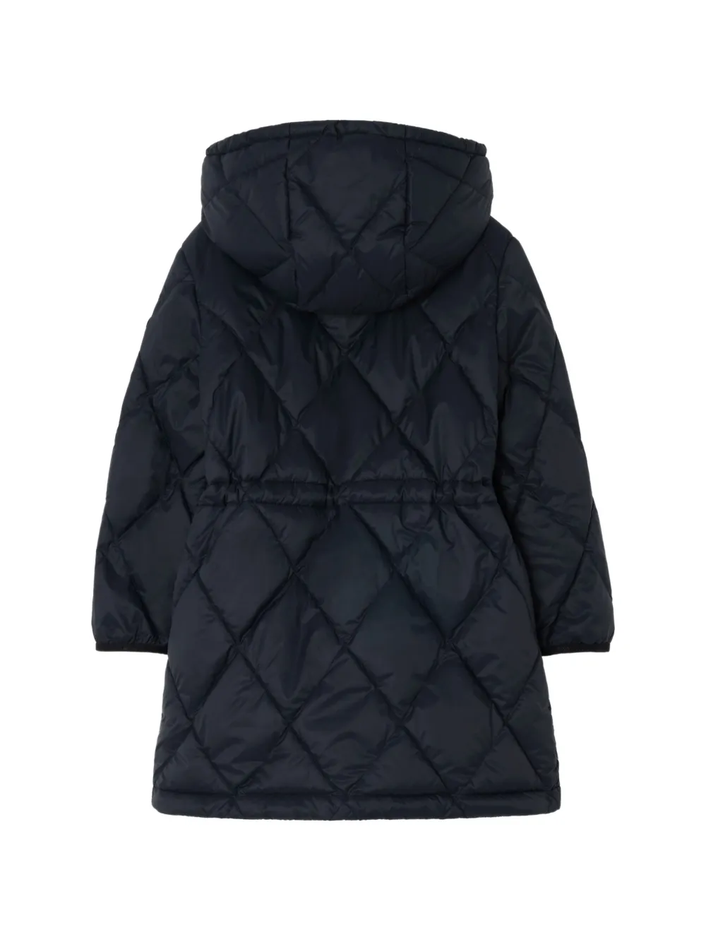 Burberry Kids Gewatteerde jas met geruite afwerking en capuchon Blauw