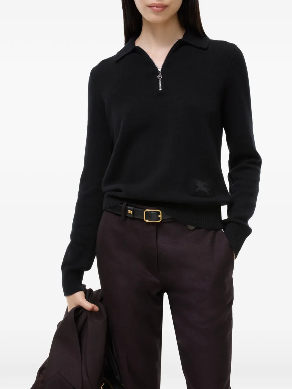 Burberry Kasjmier poloshirt Zwart