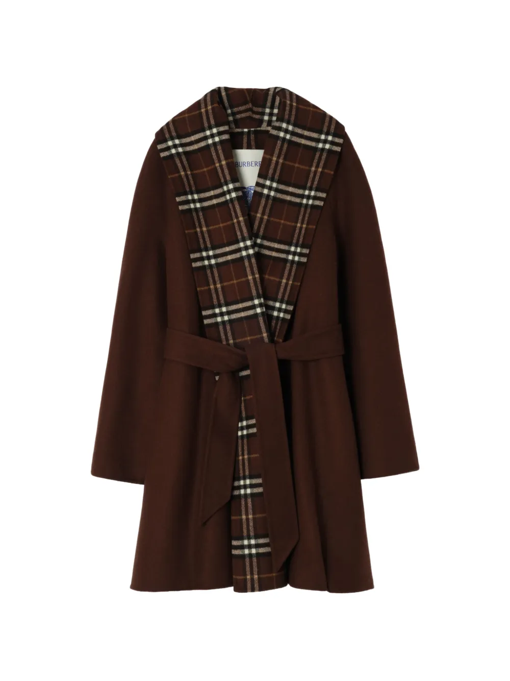 Burberry Cappotto a portafoglio in lana con finiture Check - Marrone