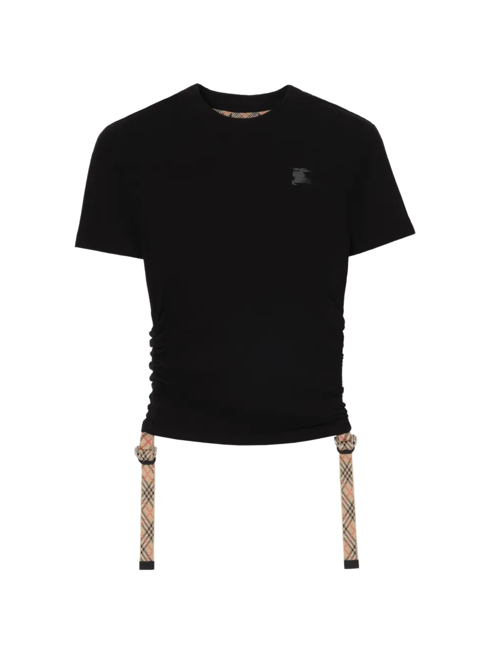Burberry T-Shirt aus Modal-Kaschmir mit Check-Besatz - Schwarz