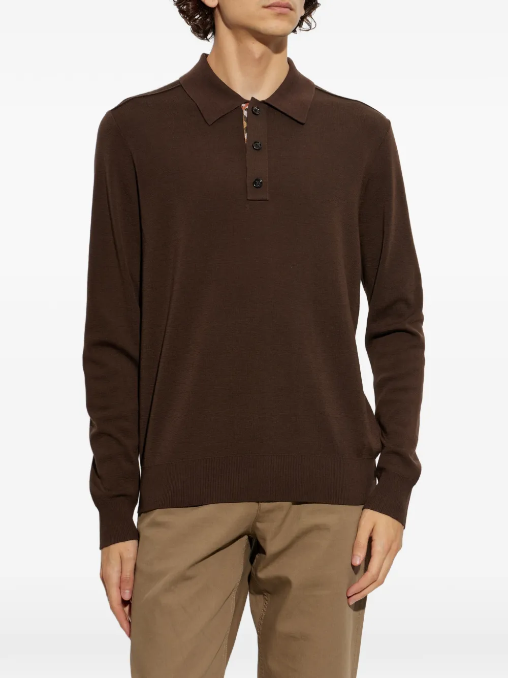 Burberry Wollen poloshirt Bruin