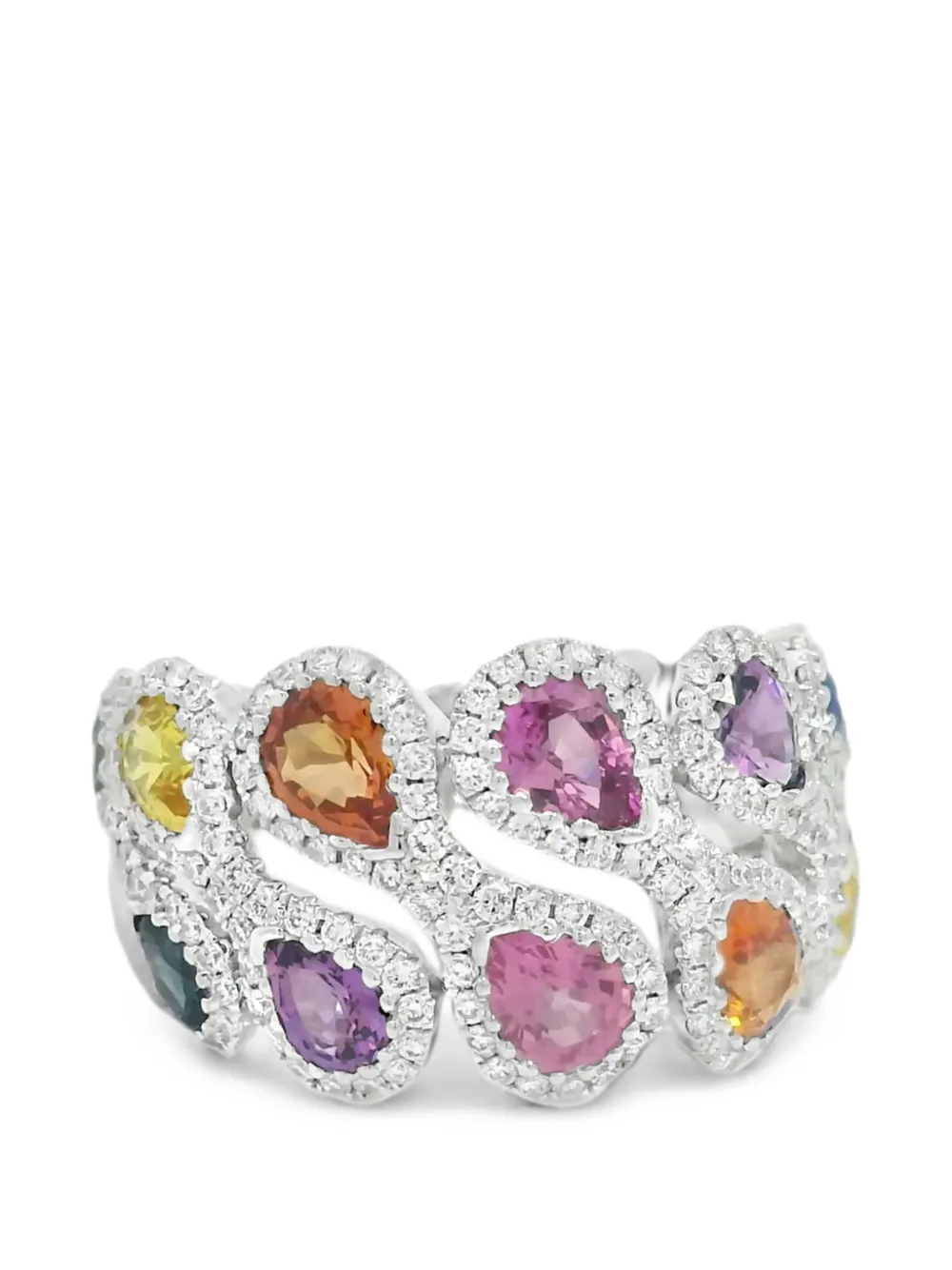 Lisa Nik Rainbow sapphire and diamond ring - Argento