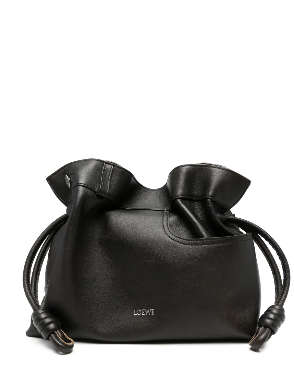 LOEWE Panta medium Flamenco clutch in shiny calfskin - Marrone