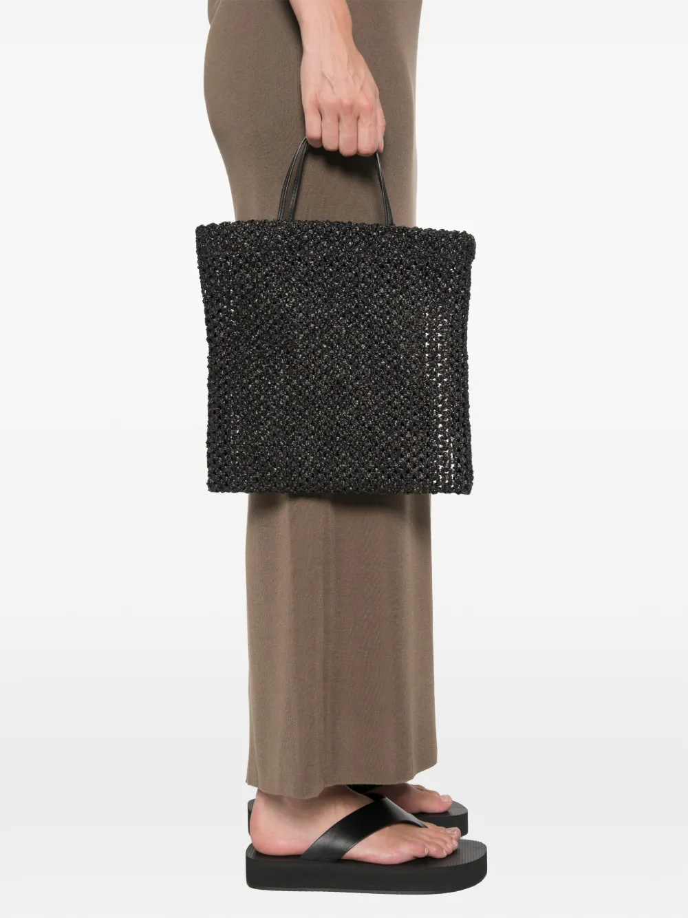 The Row Barn geweven mini-shopper Zwart