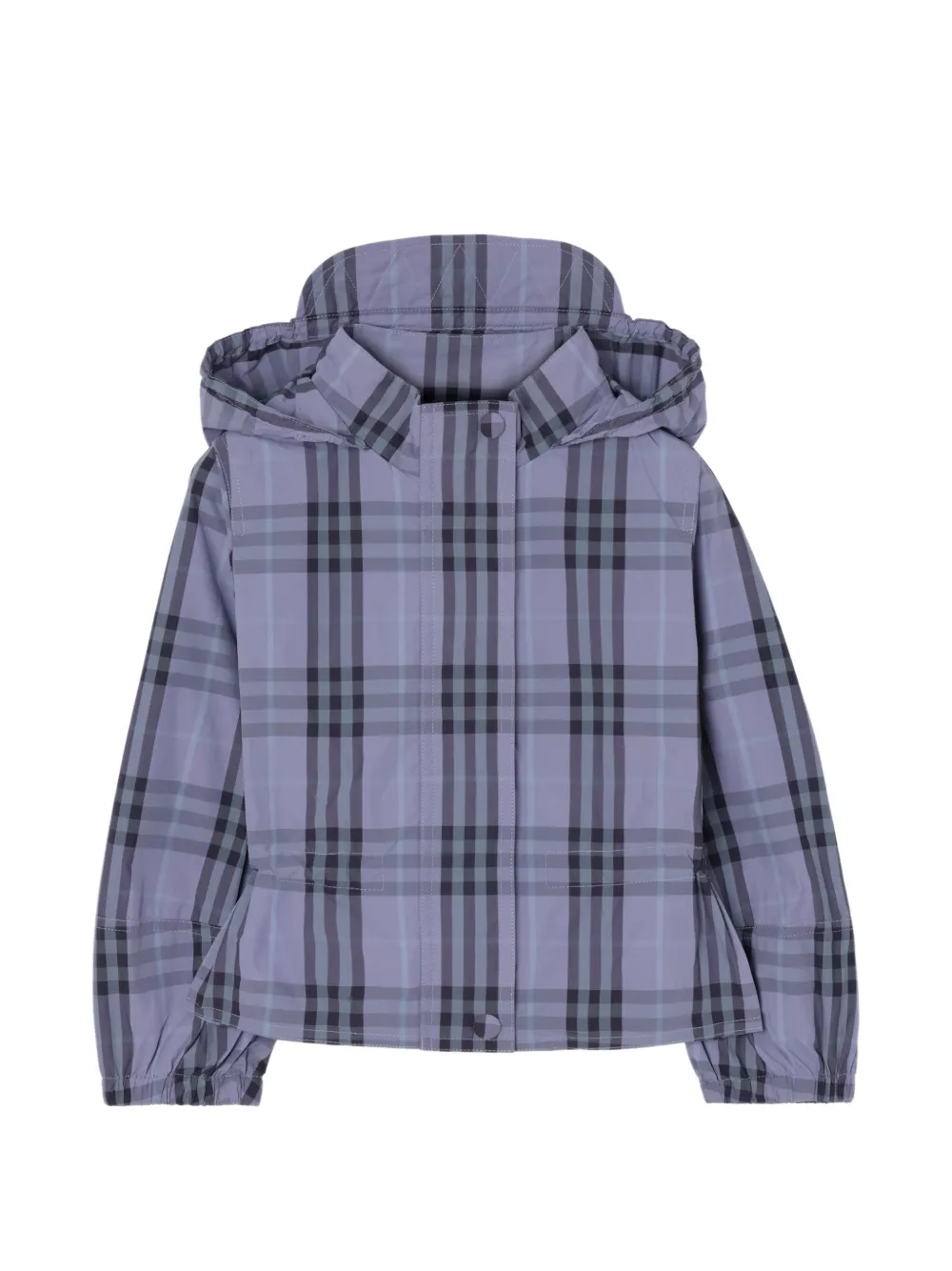 Burberry Kids checked hooded jacket - Purple