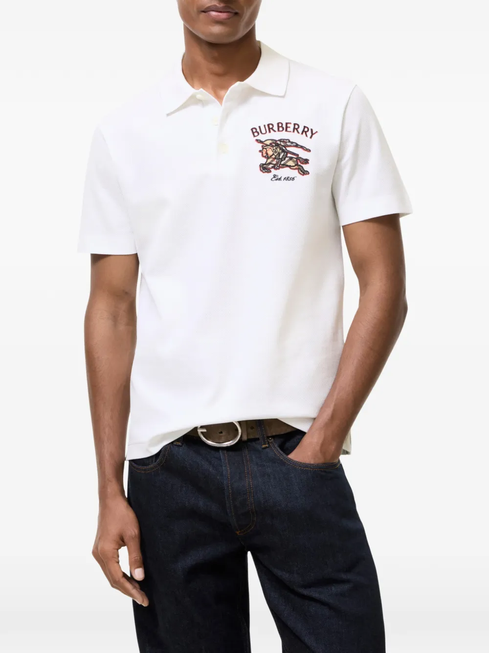 Burberry Knight Check katoenen poloshirt Wit