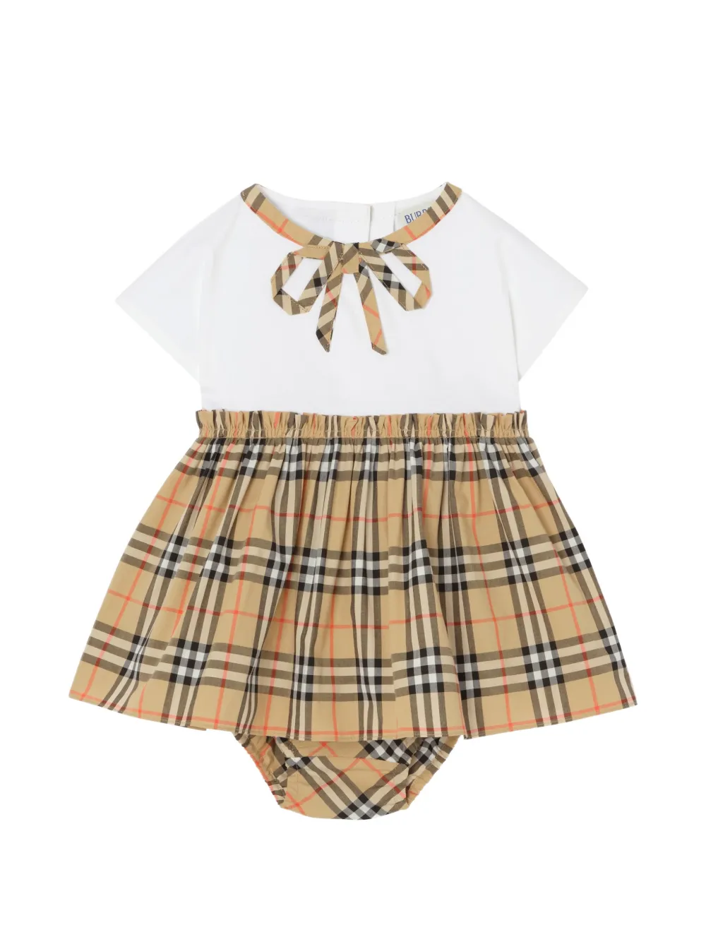 Burberry Kids bow-detail cotton dress - Nude