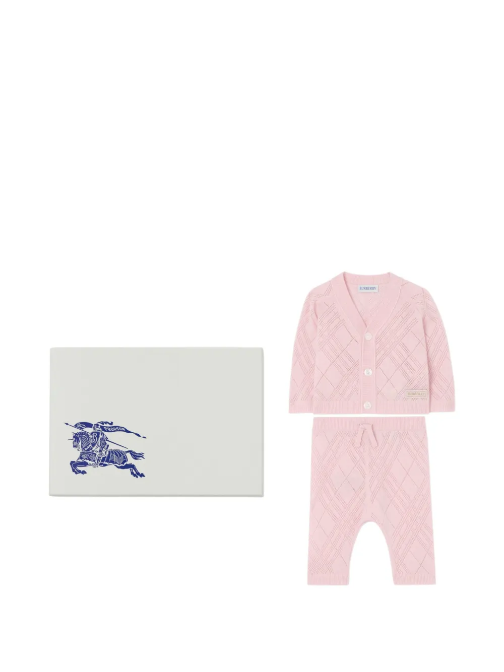 Burberry Kids check cashmere babygrow (set of two) - Pink