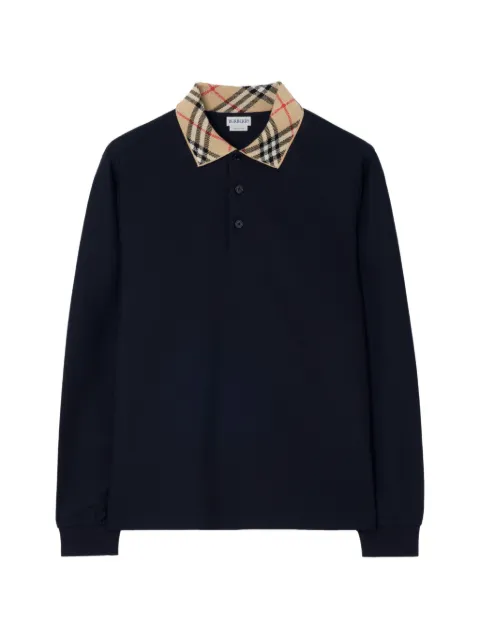 Burberry long-sleeve check collar cotton polo shirt