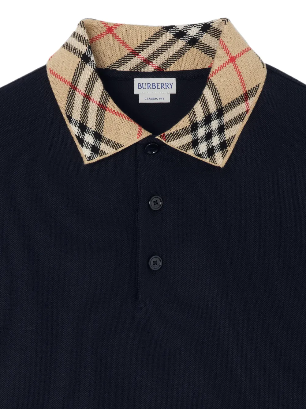 Burberry Katoenen poloshirt met lange mouwen en geruite kraag Blauw