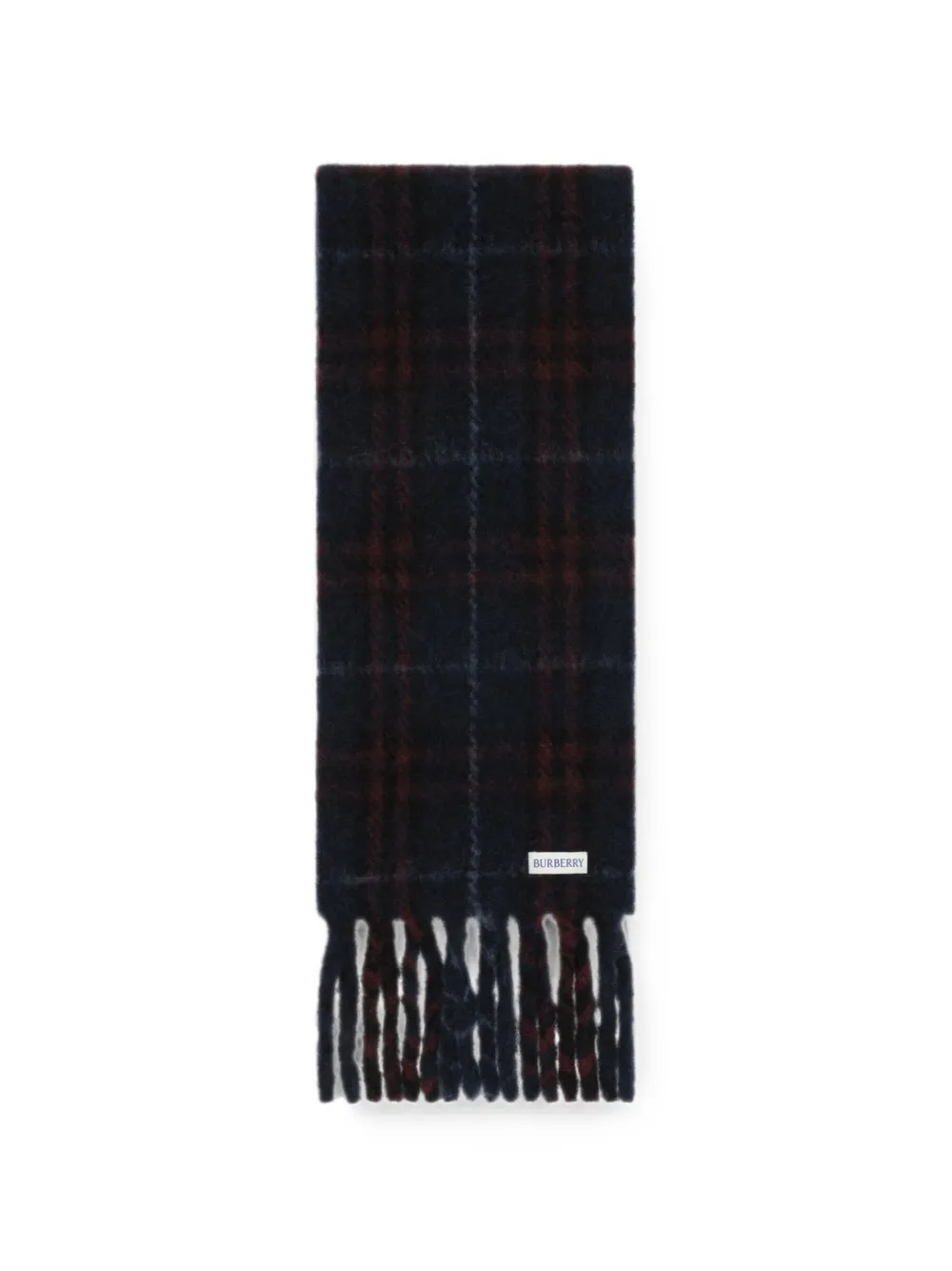 Burberry narrow-cut checkered alpaca blend scarf - Blu