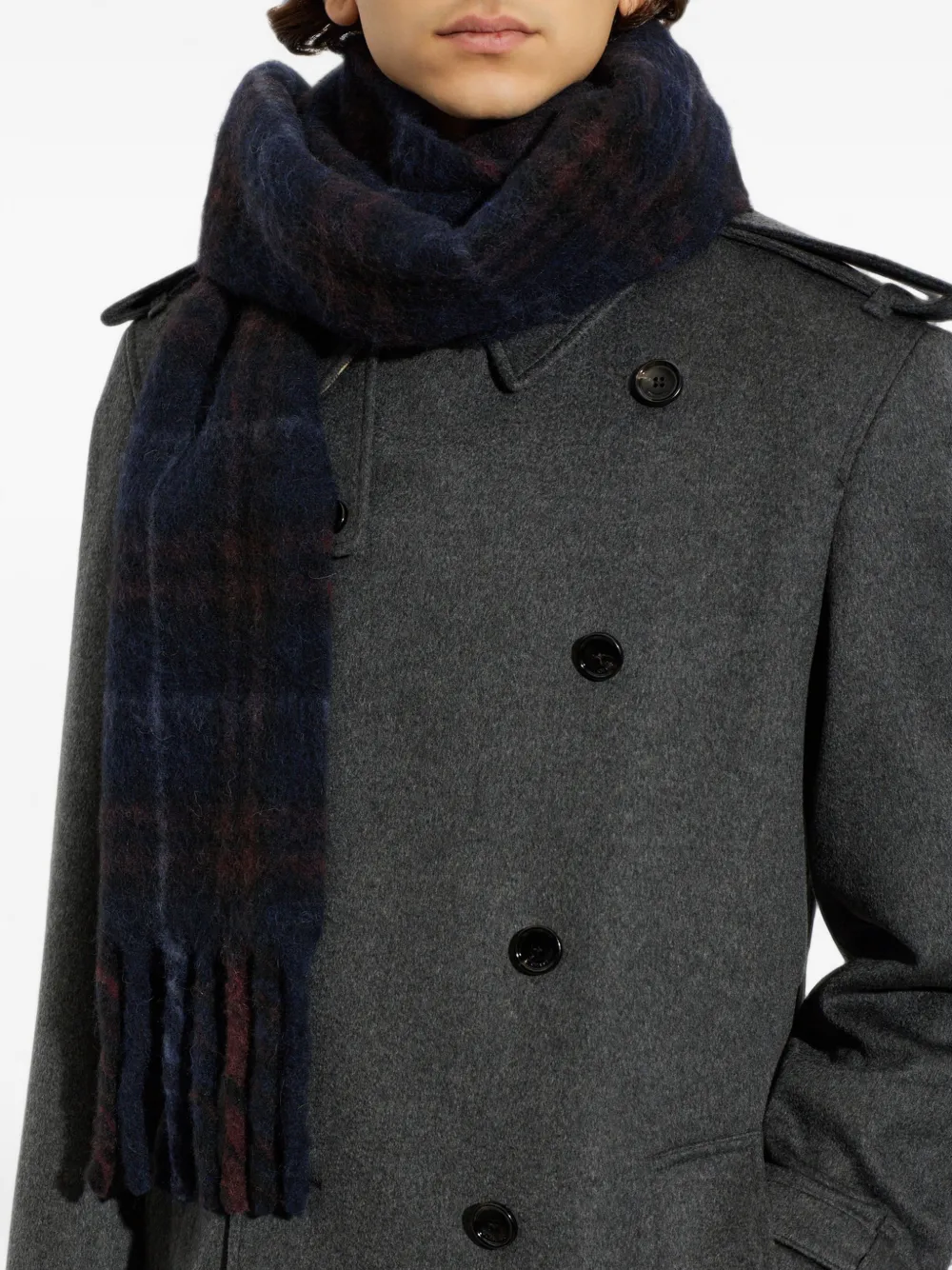 Burberry Geruite sjaal van alpacablend Blauw