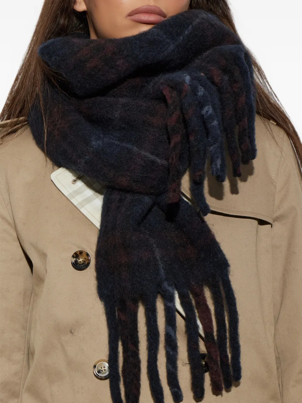 Burberry Geruite sjaal van alpacablend Blauw