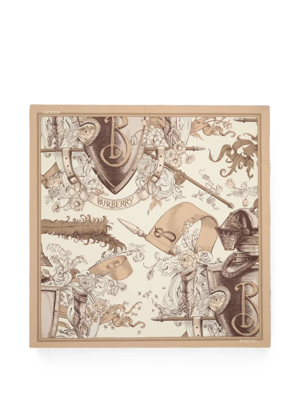 Burberry Etched Knight cashmere silk scarf Beige