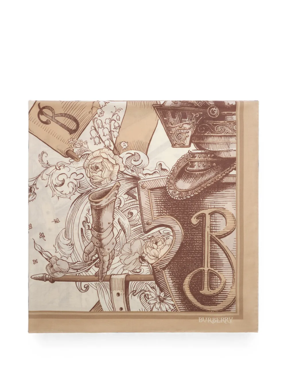 Burberry Etched Knight cashmere silk scarf - Toni neutri