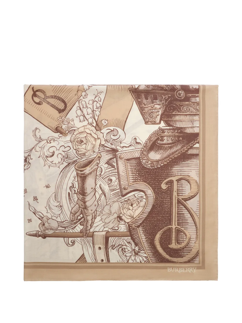 Burberry Etched Knight cashmere silk scarf - Toni neutri