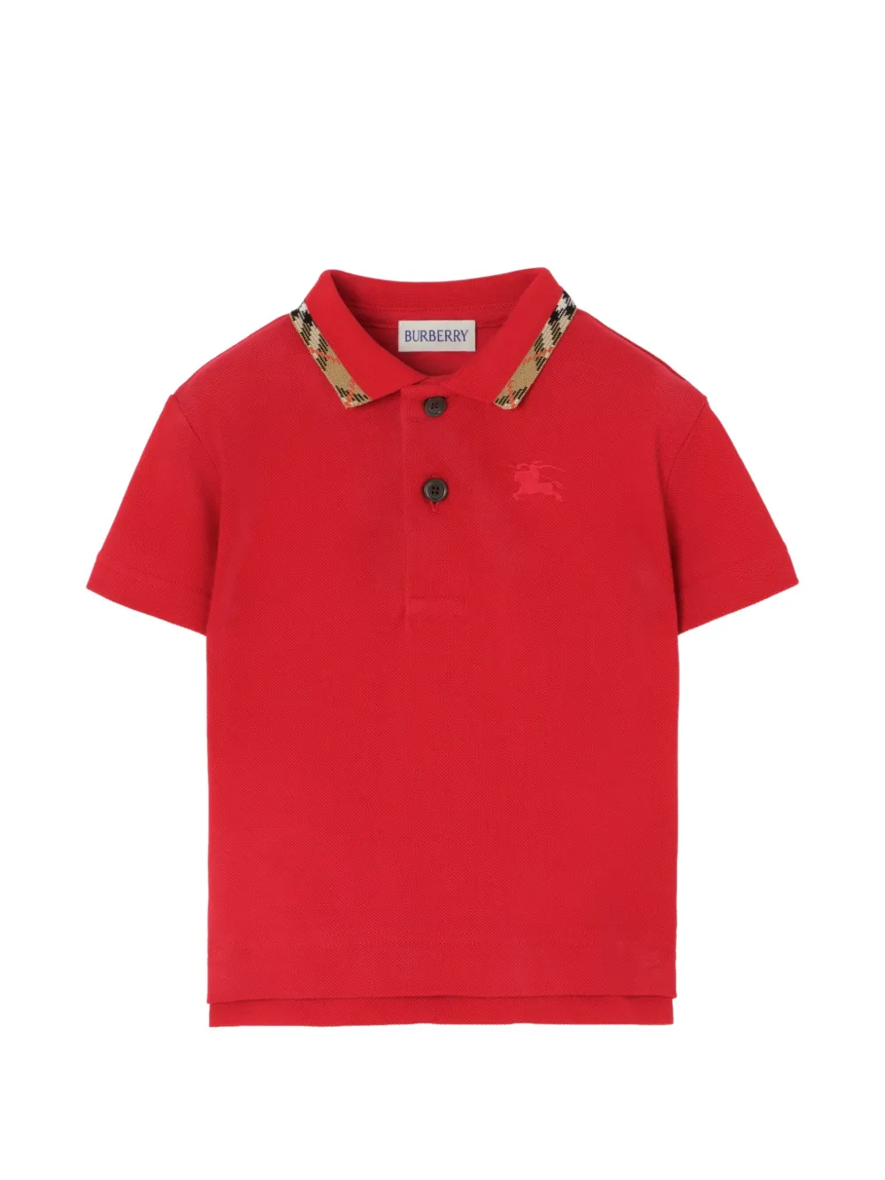 Burberry Kids Check collar polo shirt - Rosso