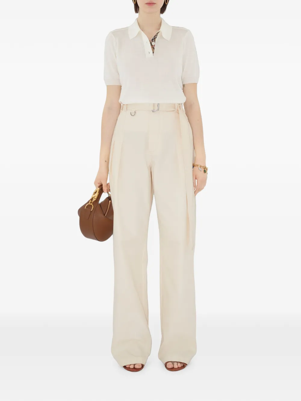 Burberry Polotop met geruite afwerking Beige