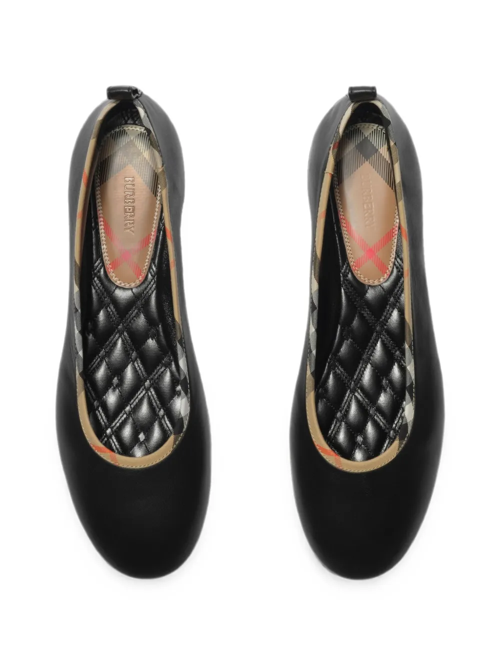 Burberry Check-trim leather Robin ballerinas Zwart