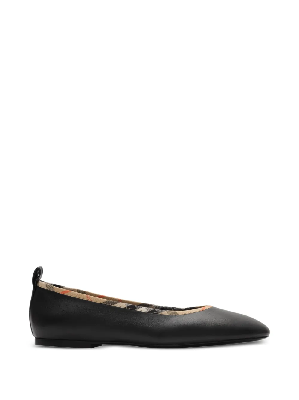 Burberry Check-trim leather Robin ballerinas Zwart