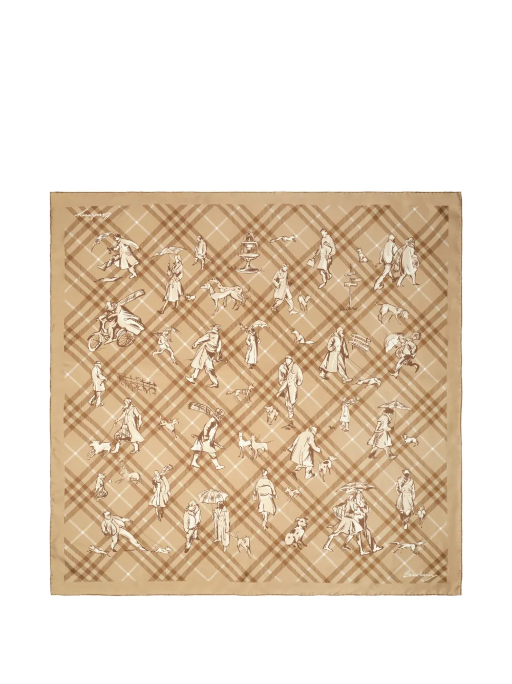 Burberry Check Mates zijden sjaal Beige