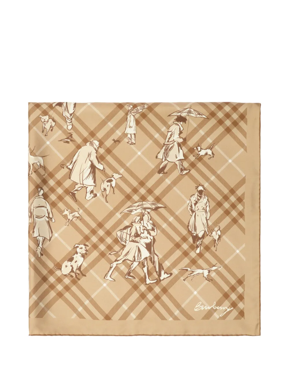 Burberry Karierter Seidenschal - Nude