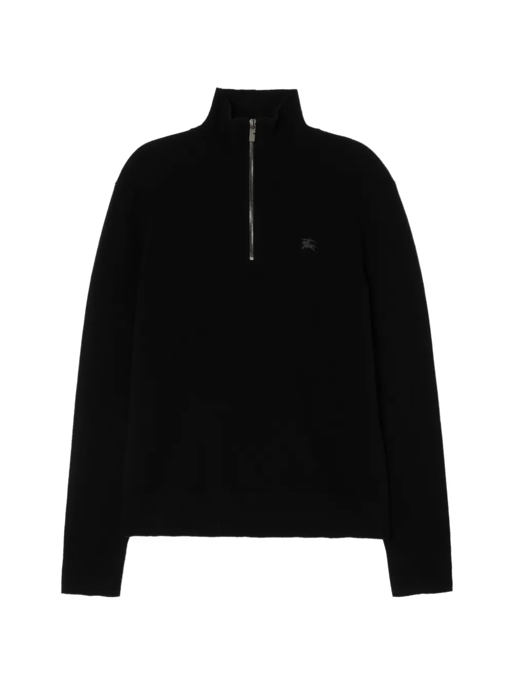 Burberry Maglione in misto cashmere con mezza zip - Nero