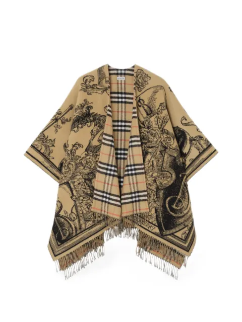 Burberry reversible etched Knight wool cape