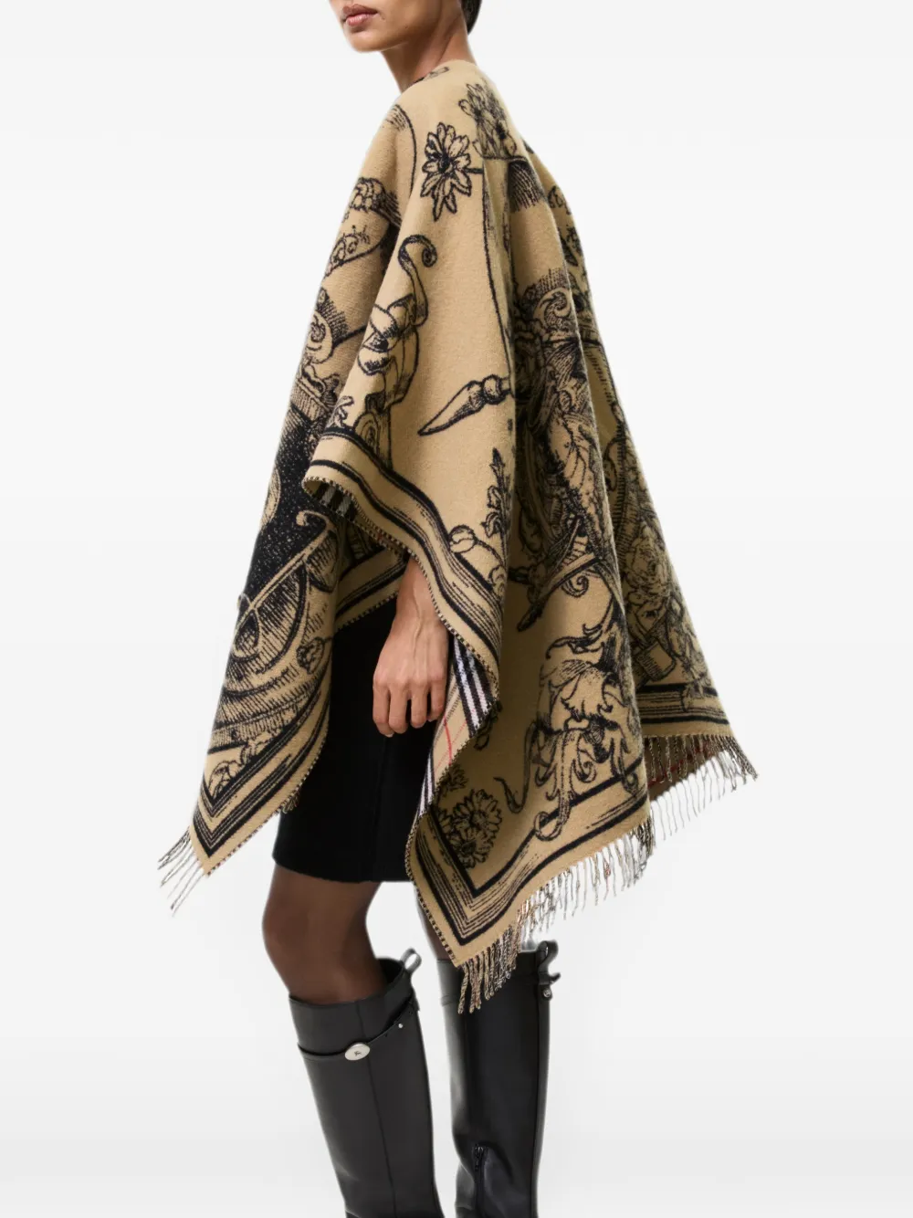 Burberry Omkeerbare wollen cape met Knight-detail Beige