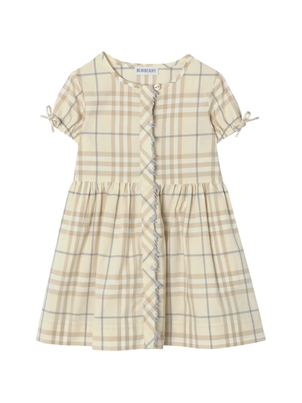 Burberry Kids 格纹棉质连衣裙 - Nude