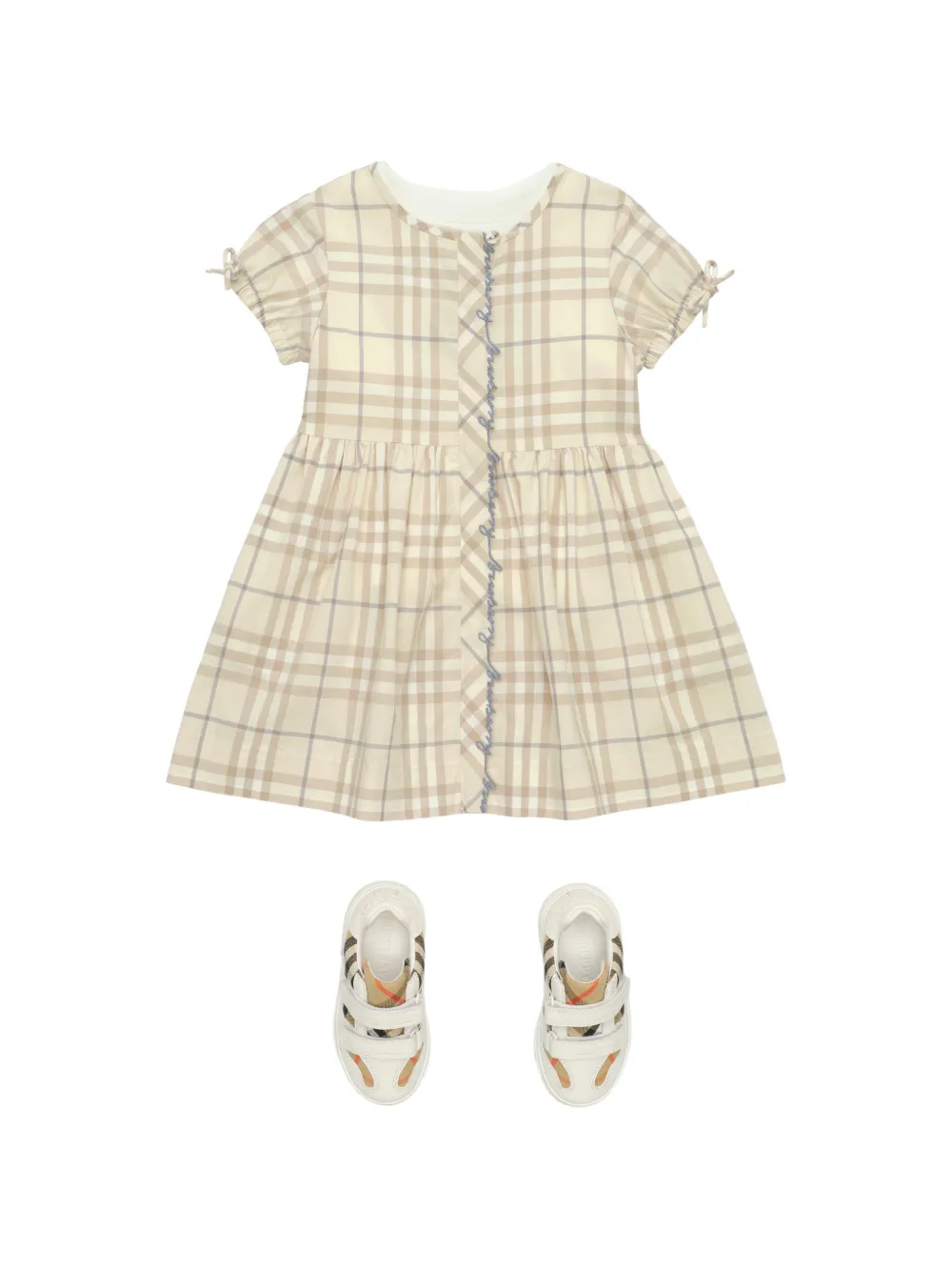 Burberry Kids Geruite katoenen jurk Beige