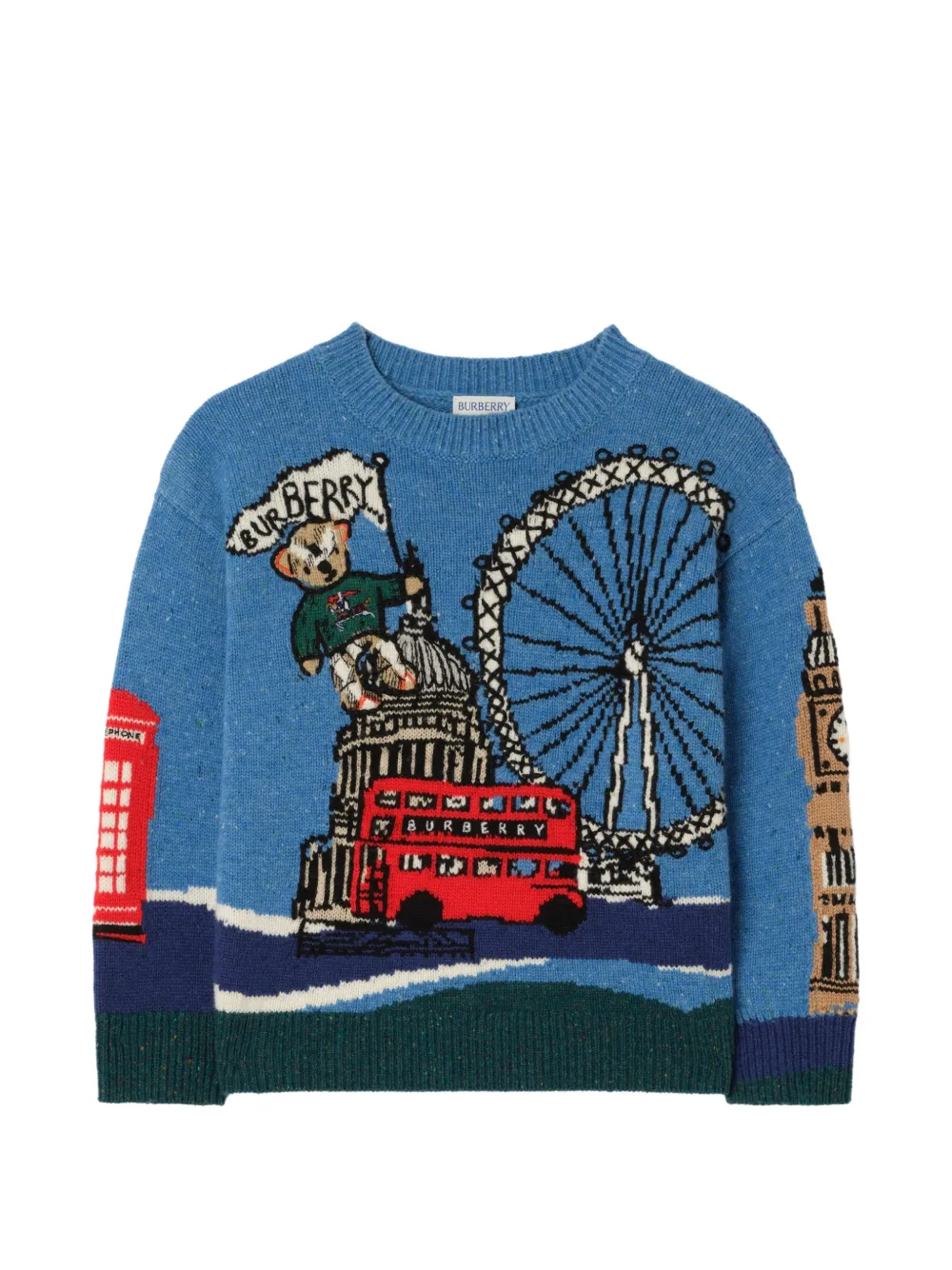 Burberry Kids Maglione London Bear in misto lana - Blu